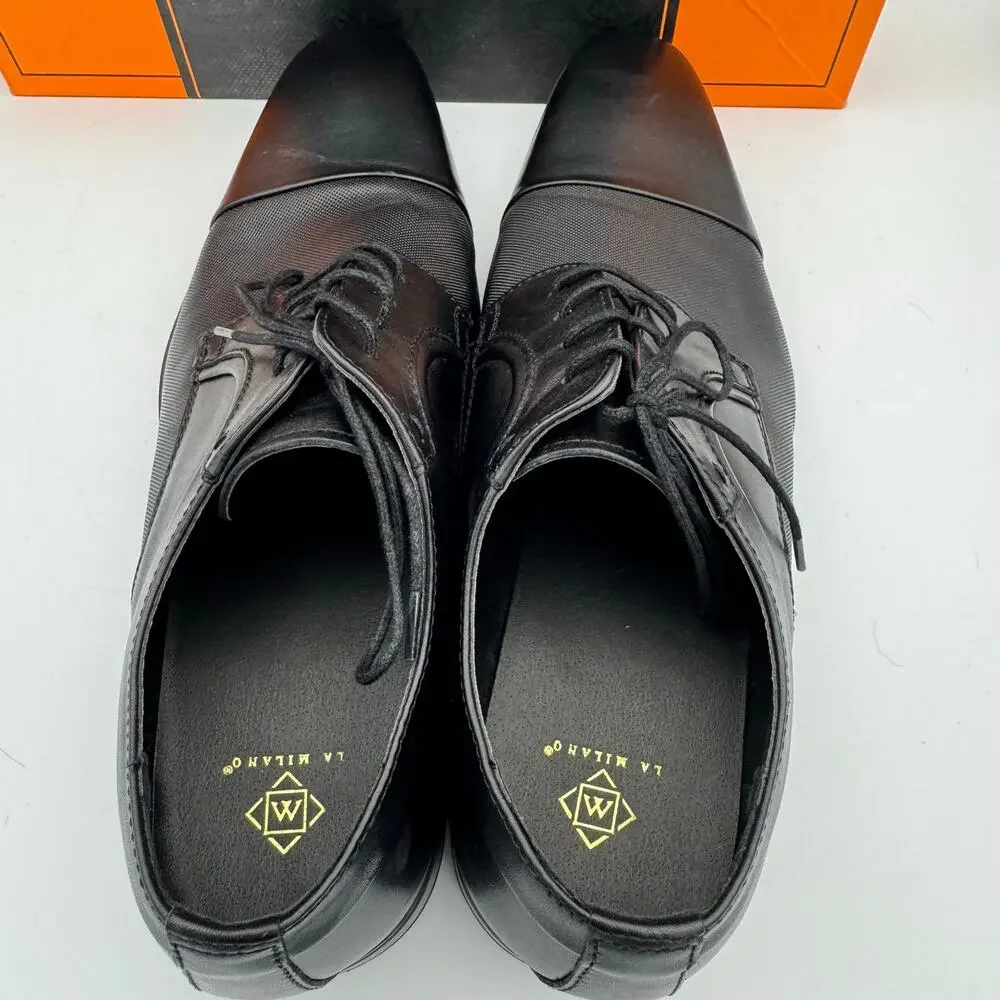 La Milano Evant Black Cap Toe Oxford Dress Shoes Leather Men’s Size 12